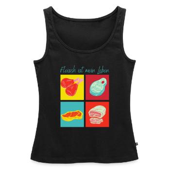 La viande mange la vie - Débardeur bio Premium Femme - noir - Devant - AI Model Female 172 light (172cm)