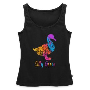 Silly Goose On The Loose Funny Goose Meme - Débardeur bio Premium Femme - noir - Devant - AI Model Female 172 light (172cm)