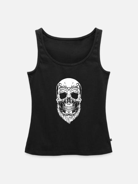 Bart Vollbart Totenkopf - Frauen Premium Organic Tank Top - Schwarz