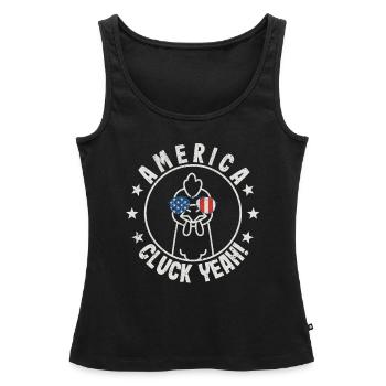 Cluck oui poulet 4 juillet verres t shirt garçons - Débardeur bio Premium Femme - noir - Devant - AI Model Female 172 light (172cm)