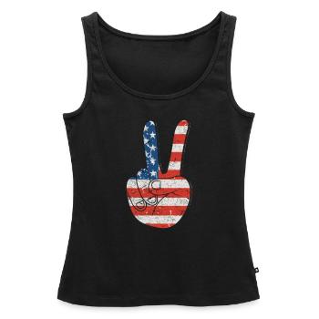 Signe patriotique de la paix et USA Stars & Stripe - Débardeur bio Premium Femme - noir - Devant - AI Model Female 172 light (172cm)