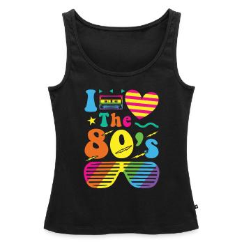 80er Jahre Retro Vintage Kostüm Jahr 80 Liebe - Frauen Premium Organic Tank Top - Schwarz - Vorne - AI Model Female 172 light (172cm)