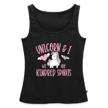 Vintage Rainbow Unicorn & I - sont des esprits apparentés - Débardeur bio Premium Femme - noir - Devant - AI Model Female 172 light (172cm)