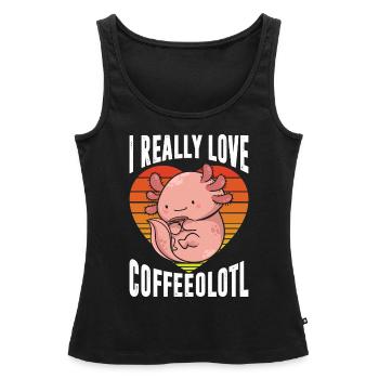 J’aime beaucoup coffeeolotl en rétro - Débardeur bio Premium Femme - noir - Devant - AI Model Female 172 light (172cm)