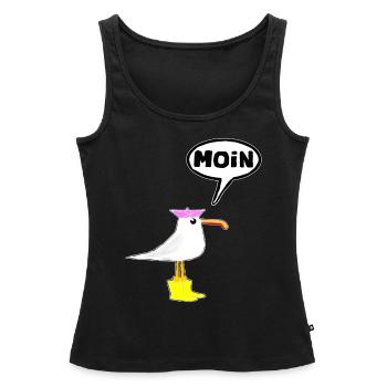 Moin Seagull Bottes Speech Bubble Femmes Bottes en caoutchouc - Débardeur bio Premium Femme - noir - Devant - AI Model Female 172 light (172cm)