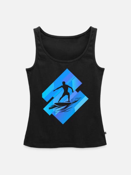 Surfbrett Surfer Surfergirl - Frauen Premium Organic Tank Top - Schwarz