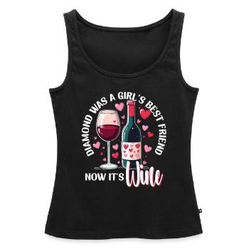 Valentinstag Diamond Was A Girls Best Friend Wein - Frauen Premium Organic Tank Top - Schwarz - Vorne - AI Model Female 172 light (172cm)