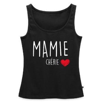 Tee-Shirt Mamie Chérie - Débardeur bio Premium Femme - noir - Devant - AI Model Female 172 light (172cm)