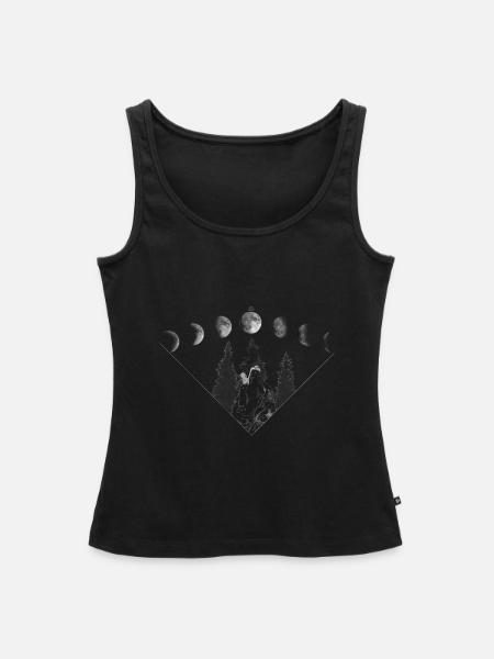 Wolf im Mondschein der Mondphasen - Frauen Premium Organic Tank Top - Schwarz