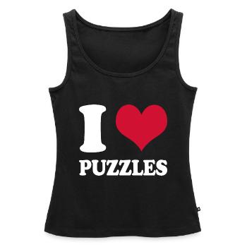 Puzzle I Love Puzzles - Women’s Premium Organic Tank top - black - Front - AI Model Female 172 light (172cm)