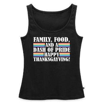 Gay Thanksgiving Thanksgayving Coming Out Dîner - Débardeur bio Premium Femme - noir - Devant - AI Model Female 172 light (172cm)