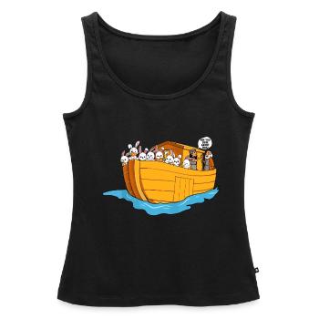 Noah Arche Boot Hasen - Frauen Premium Organic Tank Top - Schwarz - Vorne - AI Model Female 172 light (172cm)