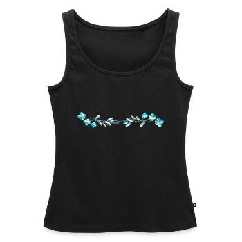fleurs bleues caresser fleurs - Débardeur bio Premium Femme - noir - Devant - AI Model Female 172 light (172cm)