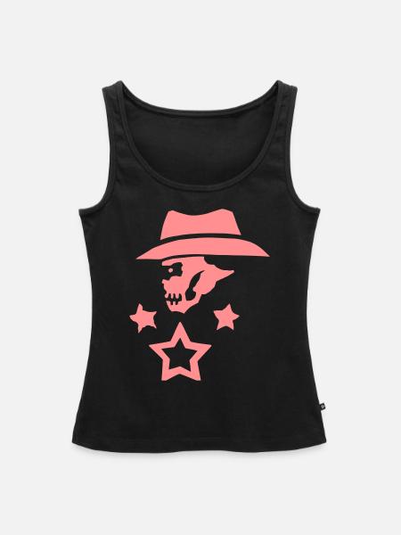 Totenkopf Cowboy Sterne Skull einfarbig - Frauen Premium Organic Tank Top - Schwarz