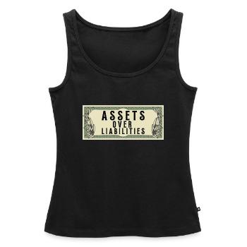 Actifs sur passifs Entrepreneur comptable - Débardeur bio Premium Femme - noir - Devant - AI Model Female 172 light (172cm)