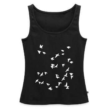 Mouches du troupeau d’oiseaux - Débardeur bio Premium Femme - noir - Devant - AI Model Female 172 light (172cm)