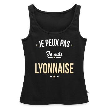Je peux pas je suis Lyonnaise - Débardeur bio Premium Femme - noir - Devant - AI Model Female 172 light (172cm)