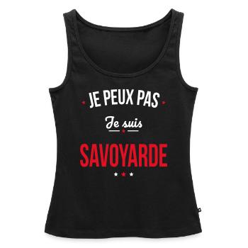 Je peux pas je suis Savoyarde - Débardeur bio Premium Femme - noir - Devant - AI Model Female 172 light (172cm)