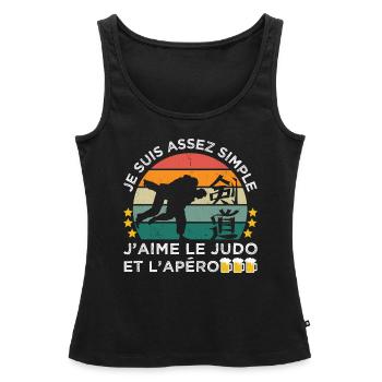 J' aime le judo et l' apéro humour judoka vintage - Débardeur bio Premium Femme - noir - Devant - AI Model Female 172 light (172cm)