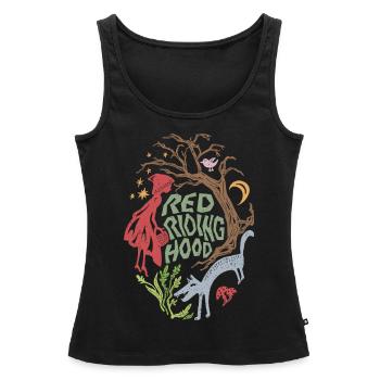 Le Petit Chaperon Rouge et le Loup - Débardeur bio Premium Femme - noir - Devant - AI Model Female 172 light (172cm)