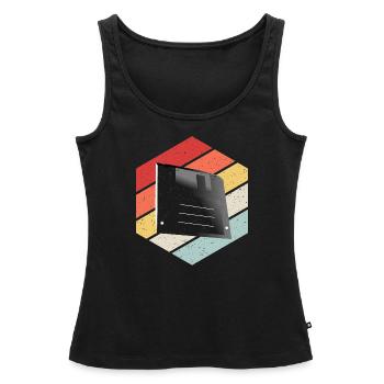 Disquette Floppy Disk - Débardeur bio Premium Femme - noir - Devant - AI Model Female 172 light (172cm)