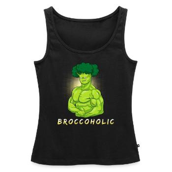 Brocoli végétalien brocoli - Débardeur bio Premium Femme - noir - Devant - AI Model Female 172 light (172cm)
