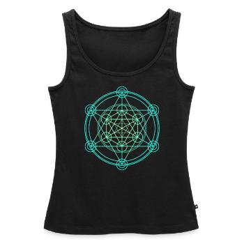 Merkaba Géométrie sacrée - Débardeur bio Premium Femme - noir - Devant - AI Model Female 172 light (172cm)