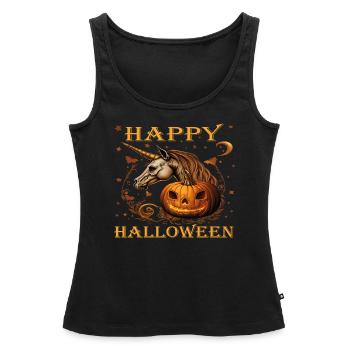 Happy Halloween | Happy Unicorn | Skull Unicorn - Frauen Premium Organic Tank Top - Schwarz - Vorne - AI Model Female 172 light (172cm)