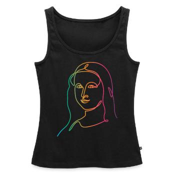 Leonardo es Mona Lisa in Farben - Frauen Premium Organic Tank Top - Schwarz - Vorne - AI Model Female 172 light (172cm)