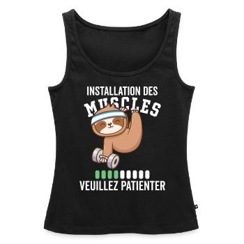 Muscle Installation Please Wait - Women’s Premium Organic Tank top - black - Front - AI Model Female 172 light (172cm)