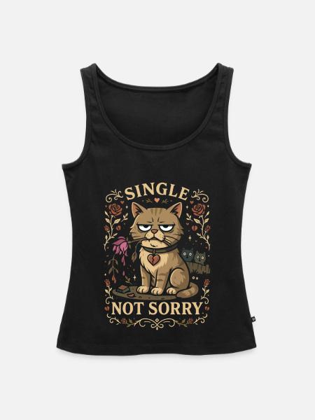 Single Not Sorry Katze - Frauen Premium Organic Tank Top - Schwarz
