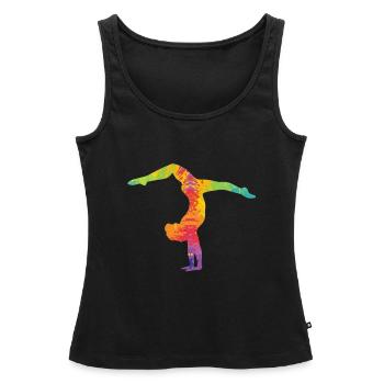 Appui de gymnastique coloré - Débardeur bio Premium Femme - noir - Devant - AI Model Female 172 light (172cm)