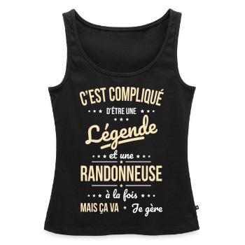 Compliqué d'être une légende et une randonneuse - Débardeur bio Premium Femme - noir - Devant - AI Model Female 172 light (172cm)