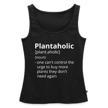 Plantaholic Definition Description - Débardeur bio Premium Femme - noir - Devant - AI Model Female 172 light (172cm)