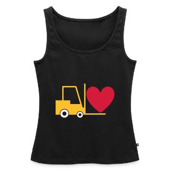★ Design colors changeable ★ Forklift with heart - Women’s Premium Organic Tank top - black - Front - AI Model Female 172 light (172cm)