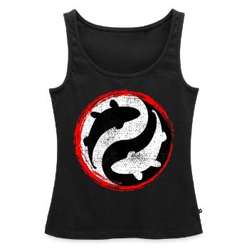 Koi Ying Yang - Débardeur bio Premium Femme - noir - Devant - AI Model Female 172 light (172cm)