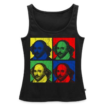 POP ART SHAKESPEARE - Débardeur bio Premium Femme - noir - Devant - AI Model Female 172 light (172cm)