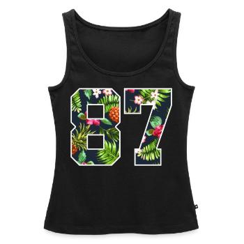 87 - Débardeur bio Premium Femme - noir - Devant - AI Model Female 172 light (172cm)