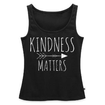 KINDNESS - Women’s Premium Organic Tank top - black - Front - AI Model Female 172 light (172cm)