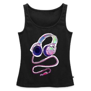 casque - Débardeur bio Premium Femme - noir - Devant - AI Model Female 172 light (172cm)