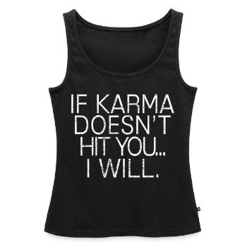 Karma - Frauen Premium Organic Tank Top - Schwarz - Vorne - AI Model Female 172 light (172cm)