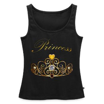 Perles princesse reine couronne doré diadème - Débardeur bio Premium Femme - noir - Devant - AI Model Female 172 light (172cm)