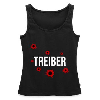 Drôle de pilote Tshirt avec des trous de balle - Débardeur bio Premium Femme - noir - Devant - AI Model Female 172 light (172cm)