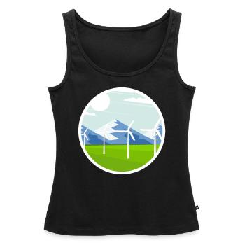 Montagnes et éolien Énergie durable - Débardeur bio Premium Femme - noir - Devant - AI Model Female 172 light (172cm)