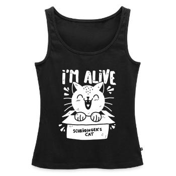 Le chat de Schrödinger - Débardeur bio Premium Femme - noir - Devant - AI Model Female 172 light (172cm)