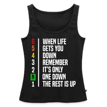 Motorcyclist Gift Gear Shift Motivation - Women’s Premium Organic Tank top - black - Front - AI Model Female 172 light (172cm)