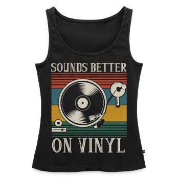Sonne mieux sur un cadeau DJ Audiophile en vinyle - Débardeur bio Premium Femme - noir - Devant - AI Model Female 172 light (172cm)