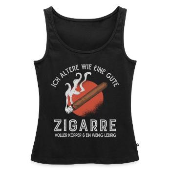 Ich altere wie eine gute Zigarre, Zigarren - Frauen Premium Organic Tank Top - Schwarz - Vorne - AI Model Female 172 light (172cm)