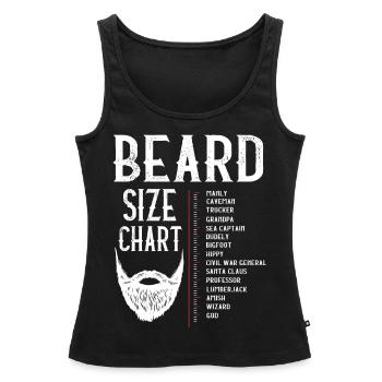 Tableau des tailles de barbe, barbe, longueur de la barbe - Débardeur bio Premium Femme - noir - Devant - AI Model Female 172 light (172cm)