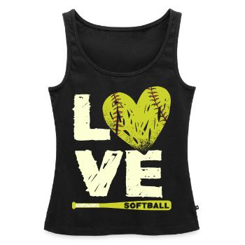 J’aime le softball, le softball - Débardeur bio Premium Femme - noir - Devant - AI Model Female 172 light (172cm)